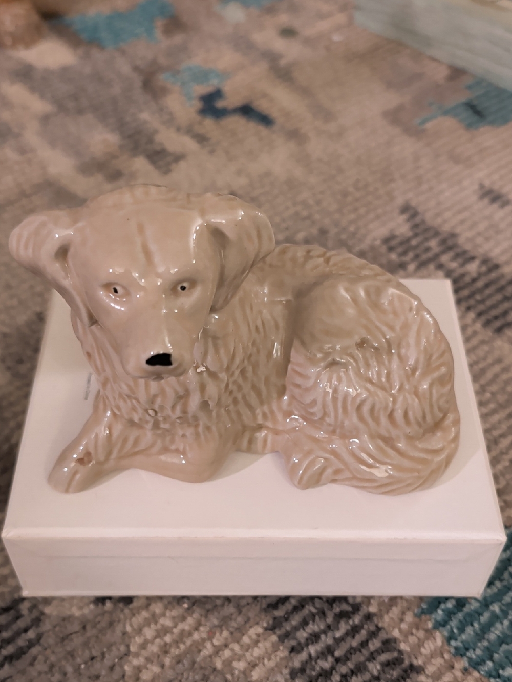 Collection B Cream Glazed Ceramic Dog Figurine